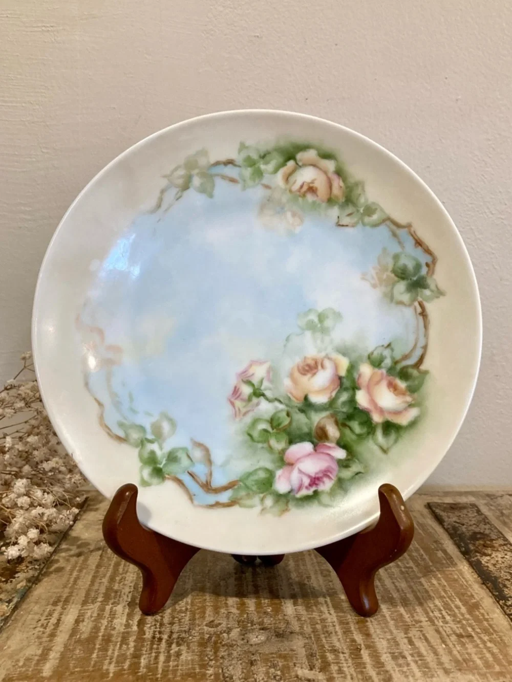 FL Bavaria Floral Ceramic Decorative Plate Pink Roses Vintage Cottagecore